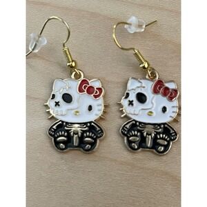 Hello Skeleton Kitty Handmade Earrings ~ New